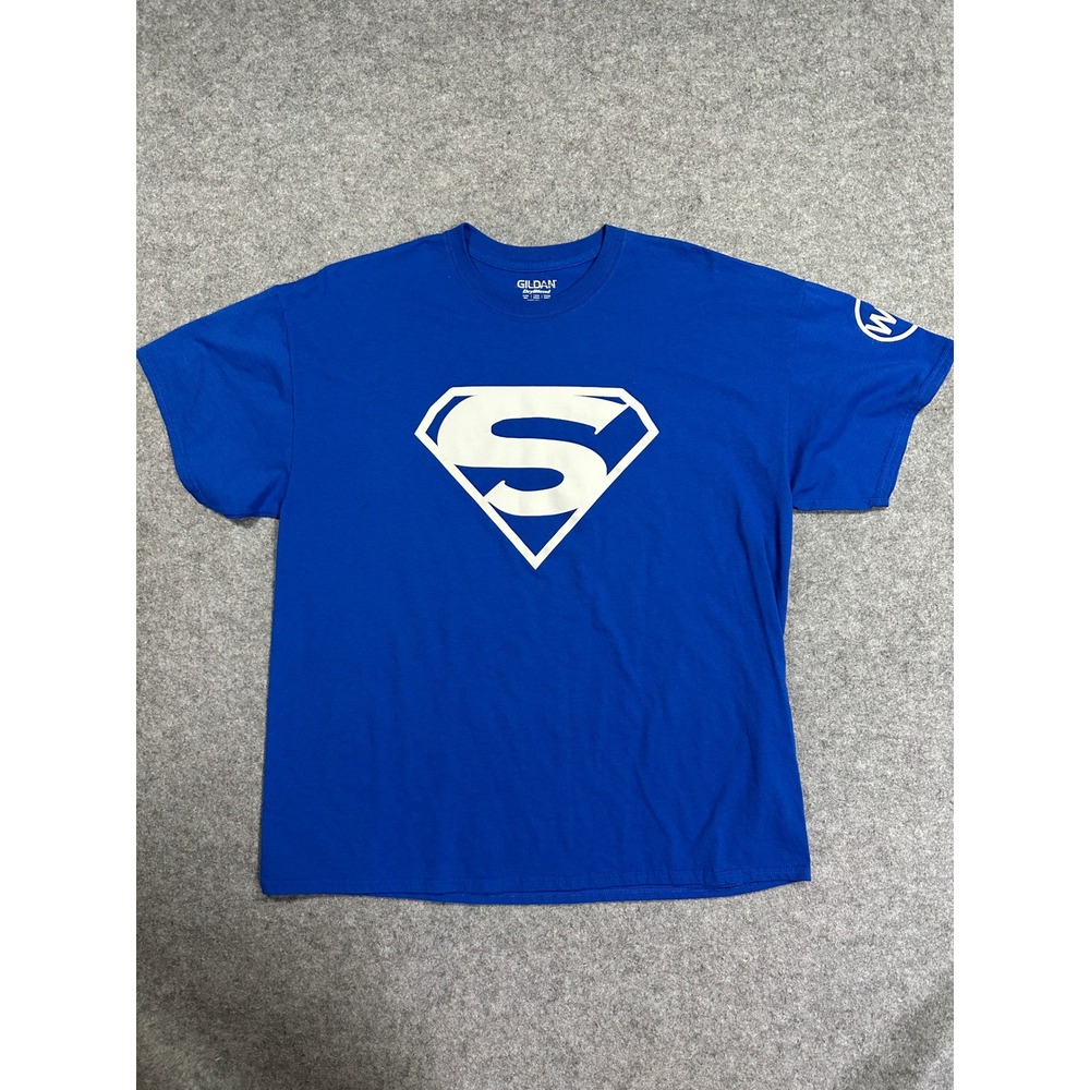 Gildan DryBlend Superman Graphic T-Shirt XL Blue Cotton‎ Blend Logo Tee